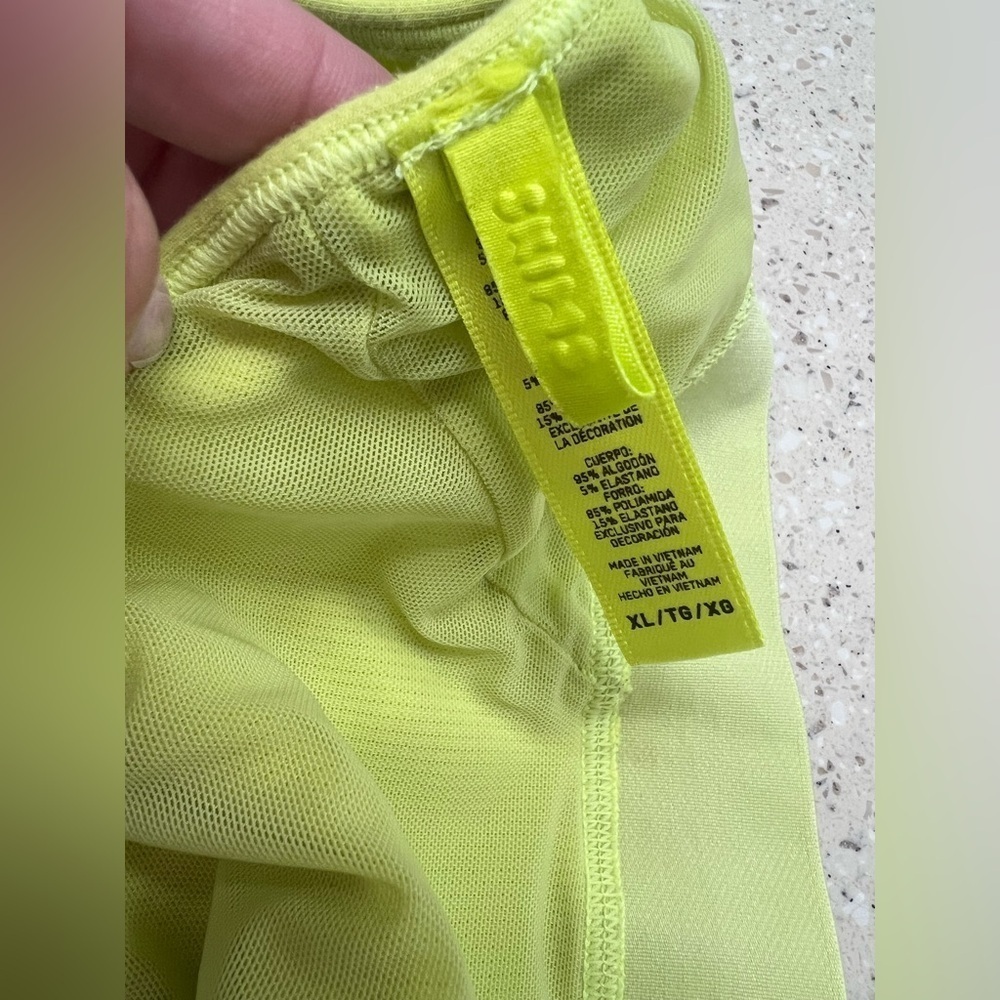 SKIMS Cotton Rib Scoop Bralette Neon Yellow Women's Sports Bra (Size XL) - Picture 7 of 9